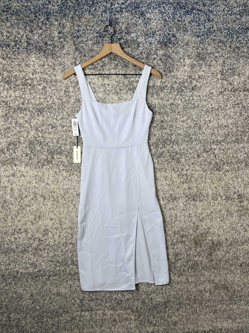 NWT Aritzia Babaton ‘90s Slit Dress Glimmer Lueur Baby Blue Size 00